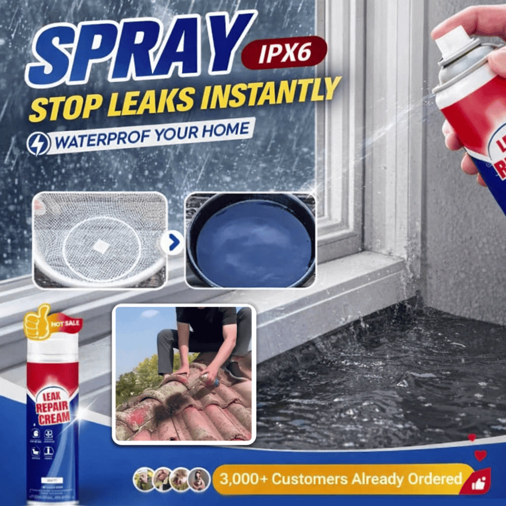 Leak repair waterproof sealant spray used around a window and roof tiles