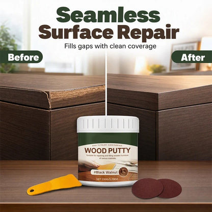 🚪Wood Repair Filler Putty-Fills Cracks & Chips, Smooths Surfaces, Blends with Dark Wood