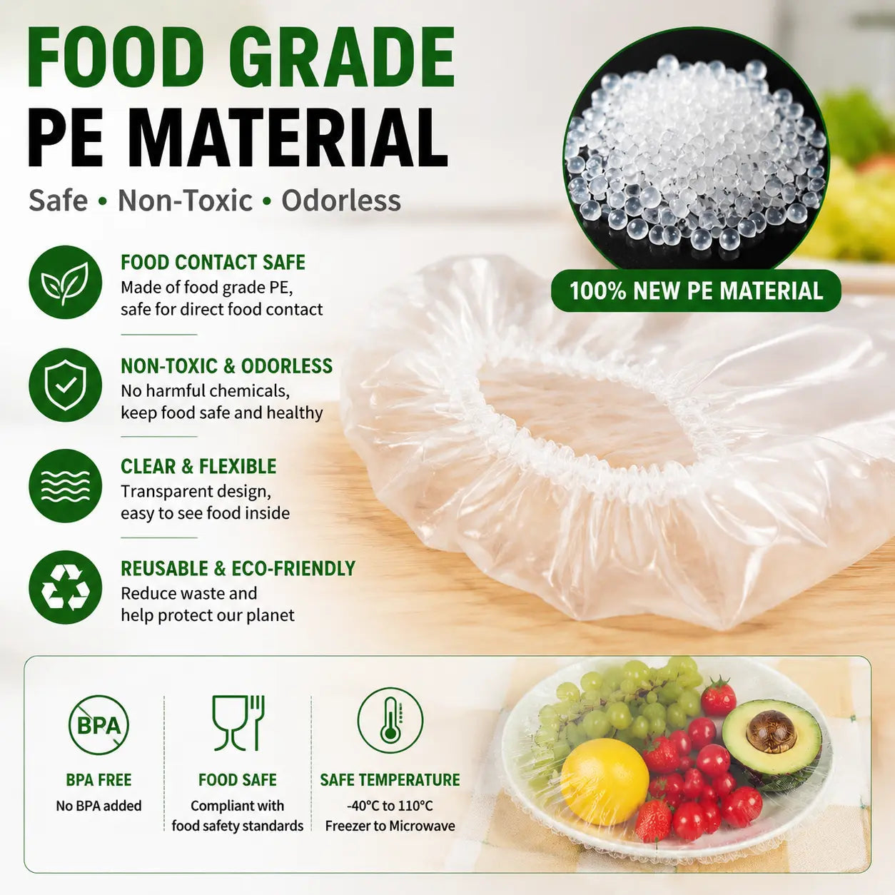 Stretch food cover on bowl