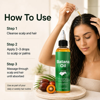 Natural Batana Oil from Honduras, Hair Care Oil for Frizz, Split Ends & Damaged Hair