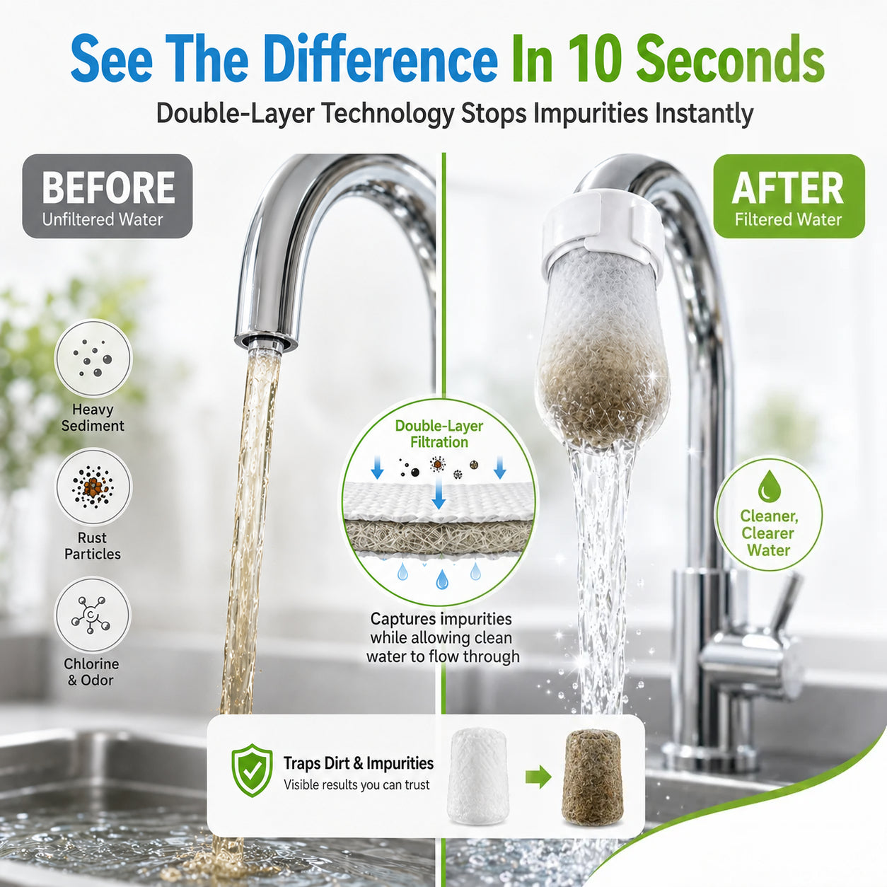 🔥Kitchen Faucet Filters – Cleaner Water in Seconds