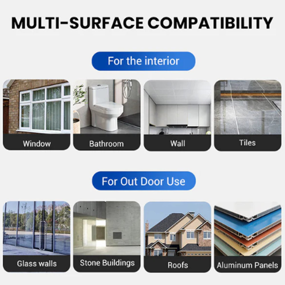 Examples of indoor and outdoor surfaces for waterproof sealant