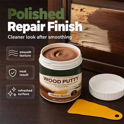 🚪Wood Repair Filler Putty-Fills Cracks & Chips, Smooths Surfaces, Blends with Dark Wood