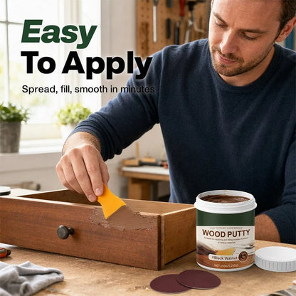 🚪Wood Repair Filler Putty-Fills Cracks & Chips, Smooths Surfaces, Blends with Dark Wood