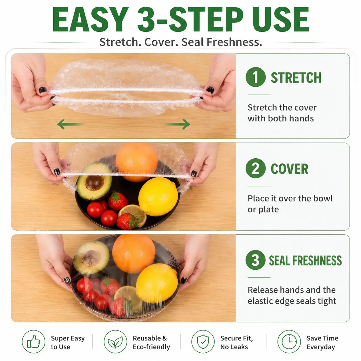 100 piece stretch food cover pack