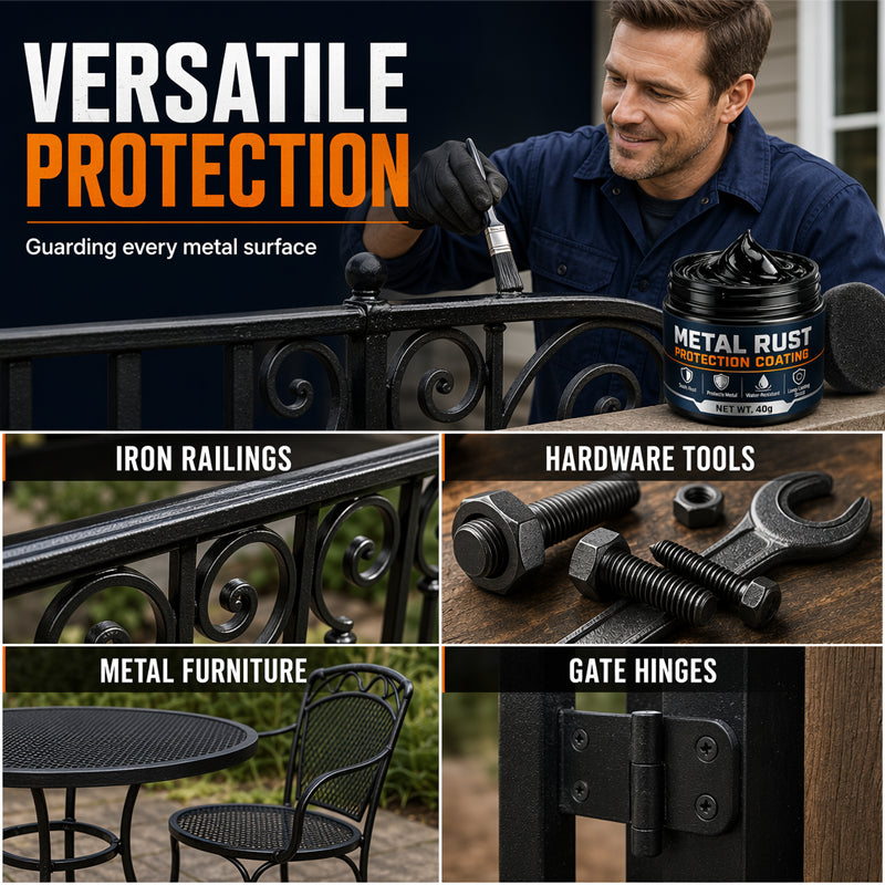 Rust coating used on railings tools furniture and hinges
