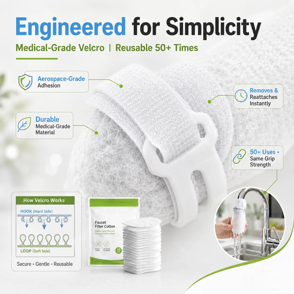 Faucet filter cotton and reusable securing strap