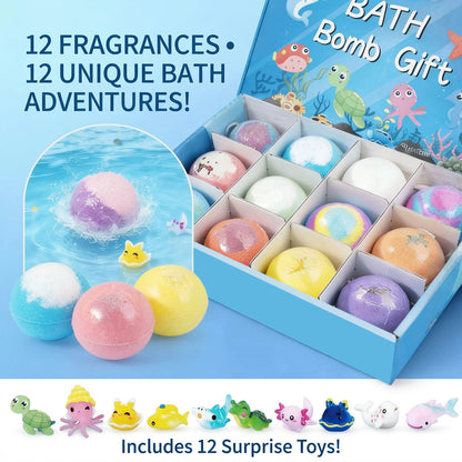 Surprise Bath Bombs for Kids – 12 Pack with Hidden Toys