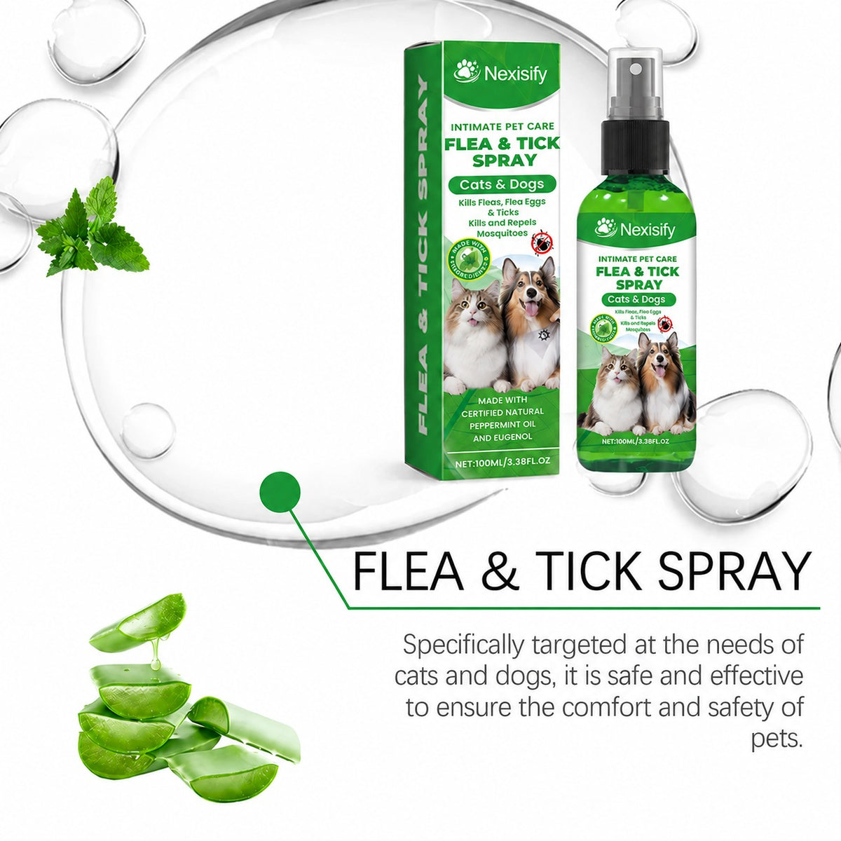 Nexisify™🍃Natural Flea & Tick Spray for Dogs & Cats–Helps Kill & Repel Fleas & Ticks