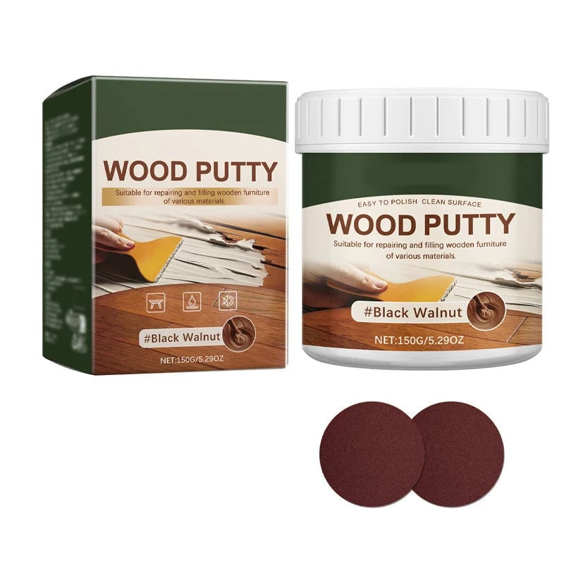 🚪Wood Repair Filler Putty-Fills Cracks & Chips, Smooths Surfaces, Blends with Dark Wood