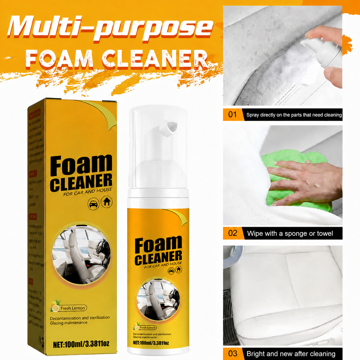 Car foam cleaner -Multi-purpose foam cleaner-Car interior cleaner