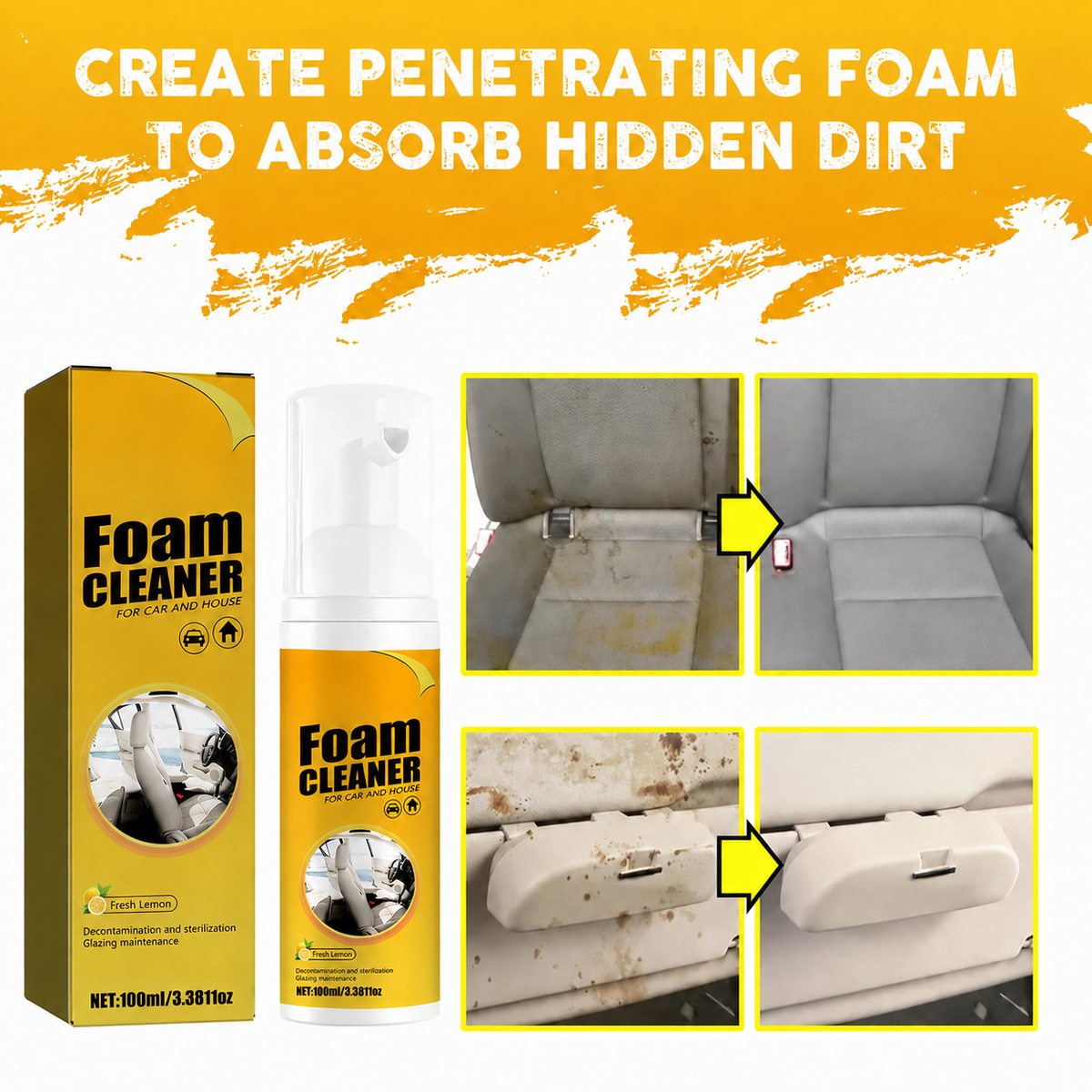 Foam cleaner helps clean hidden dirt