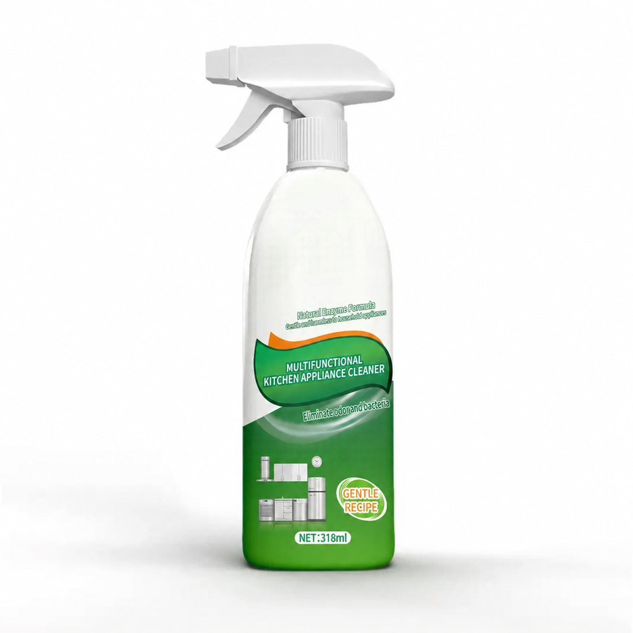 White trigger-spray bottle of household cleaner with a green label