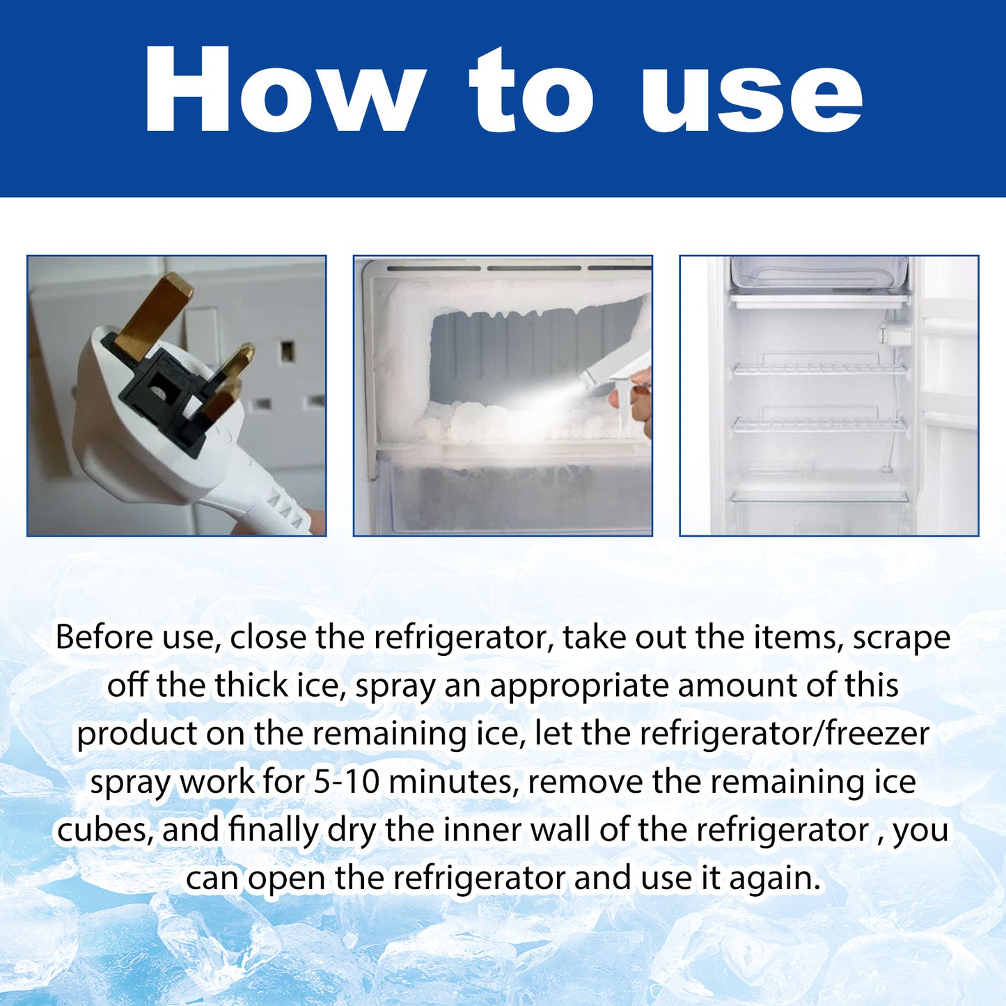 🧊 Buy 2 Get 1 Free | Defrosting Spray for Fridge Freezer 🎁 Includes Free Spatula