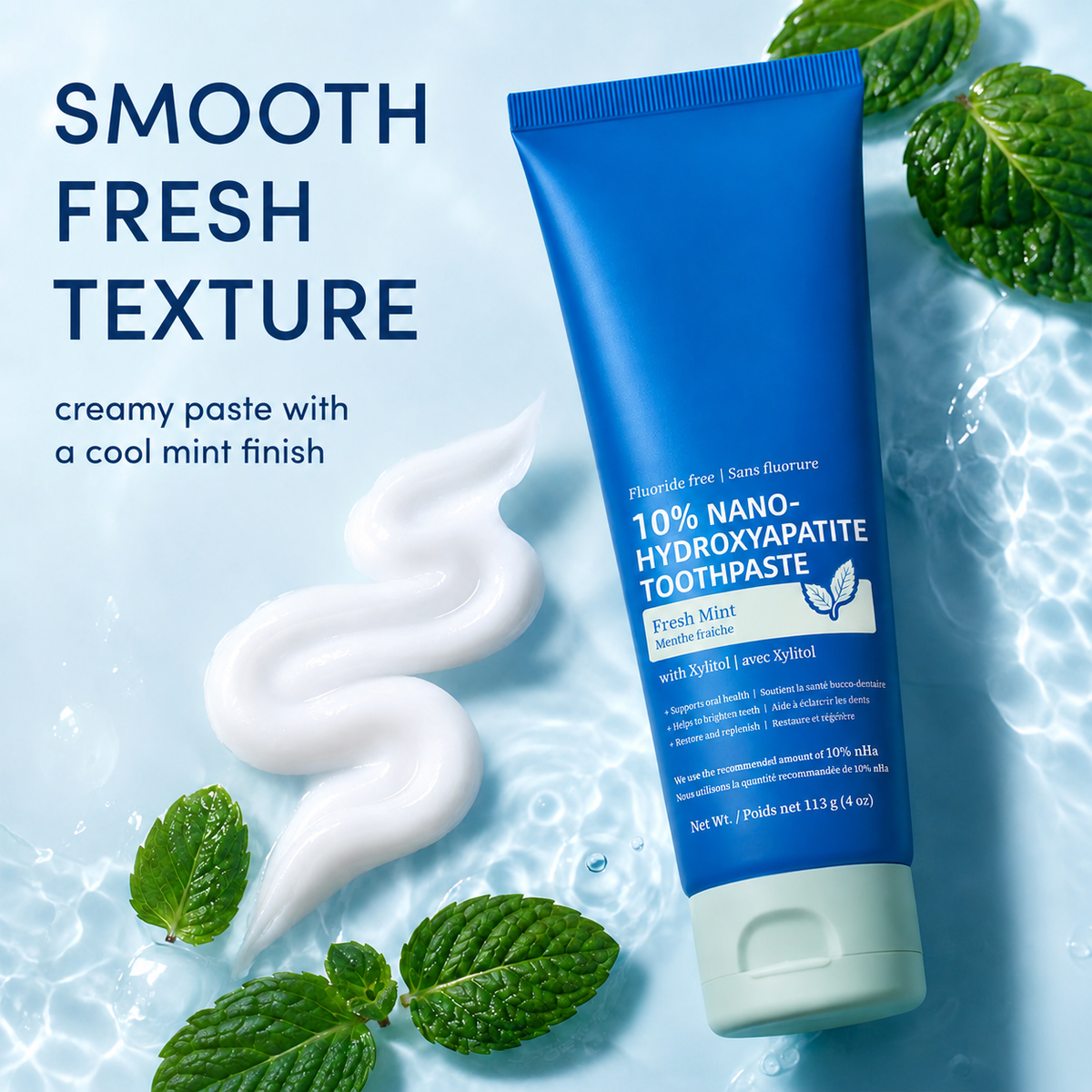 10% Nano Hydroxyapatite Whitening Toothpaste, Gentle Enamel Support