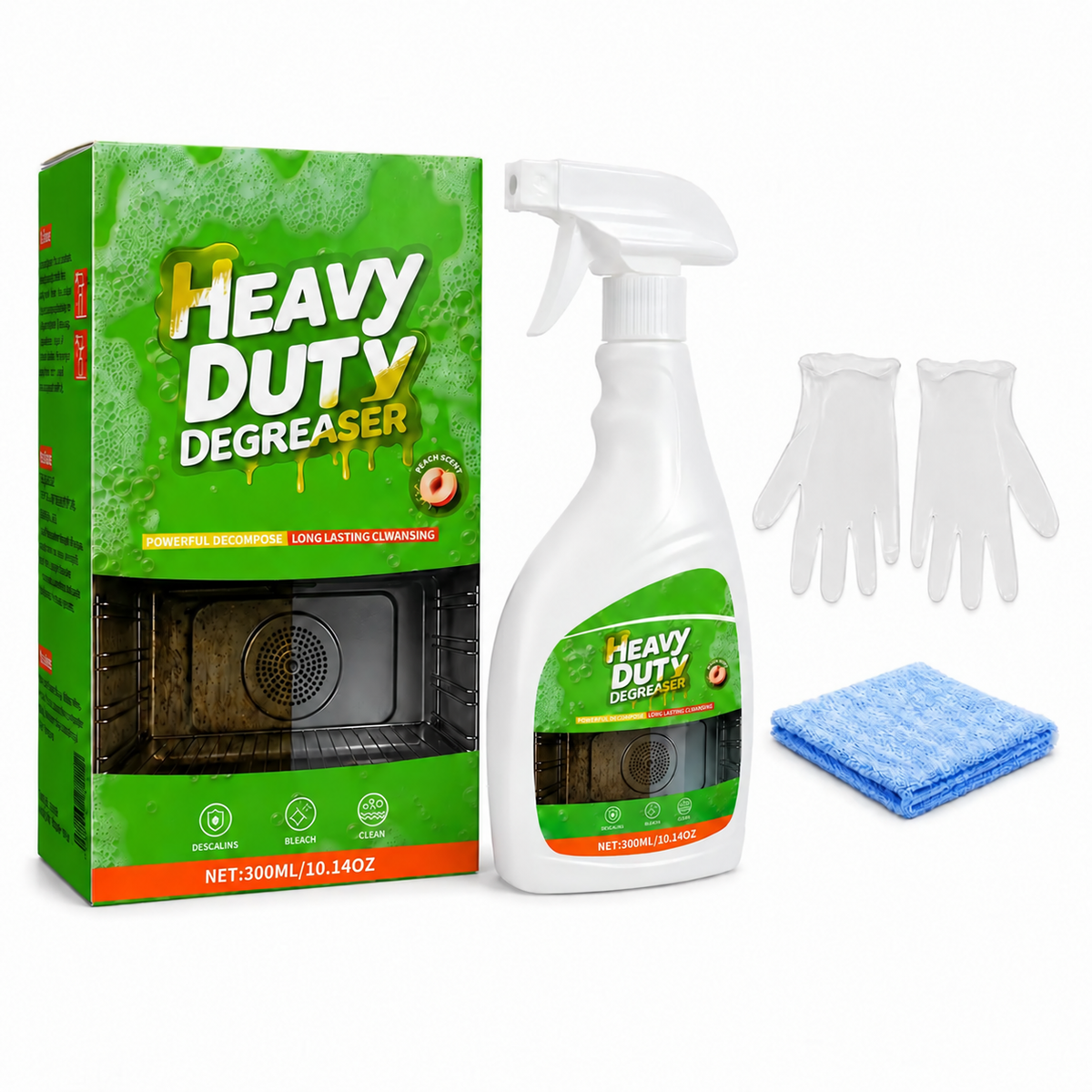 Powerful Active Spray Kitchen Cleaner—highly effective at removing grease and grime; a multi-purpose cleaner suitable for indoor stovetops, range hoods, ovens, and barbecue grills.
