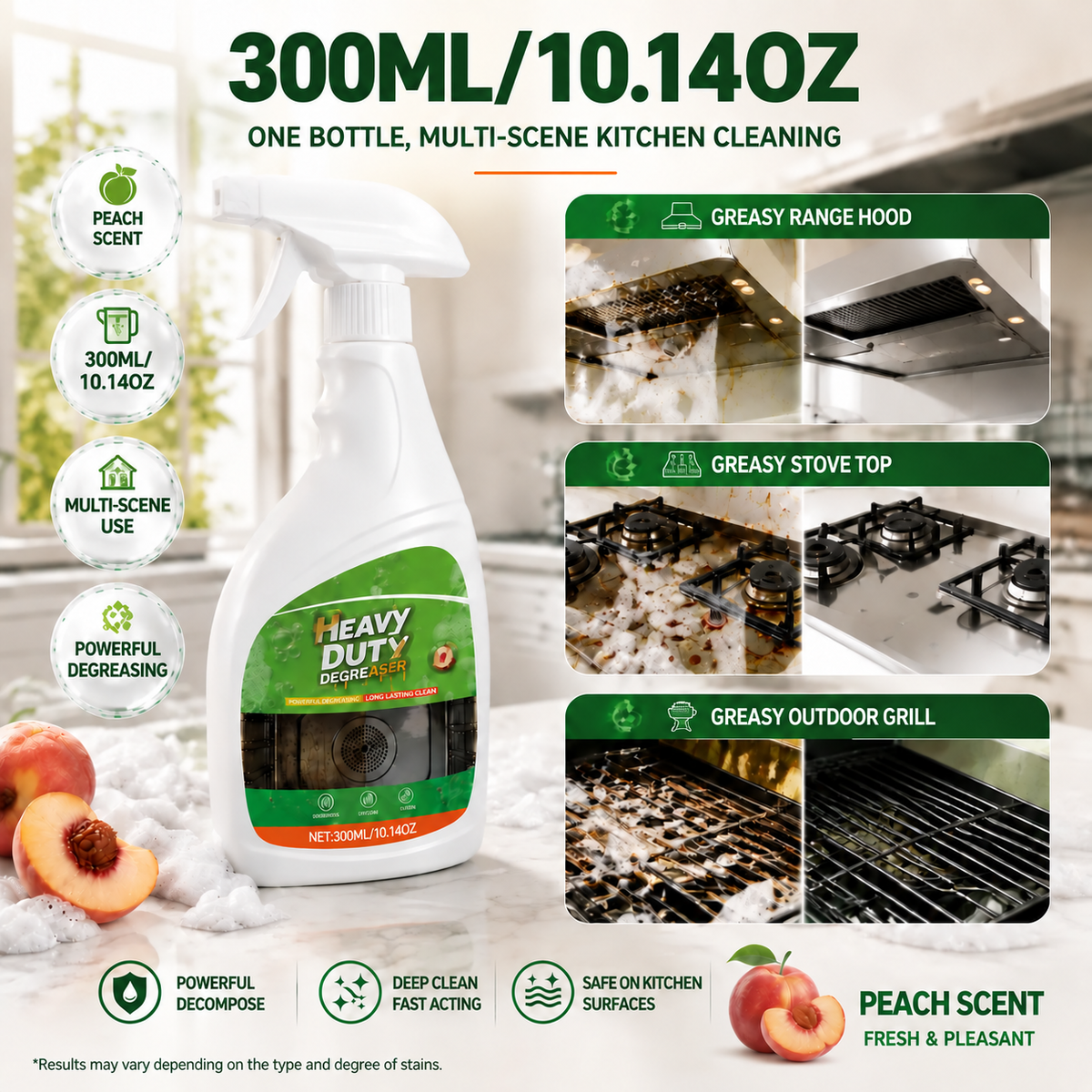 Cleaner for oven and grill surfaces