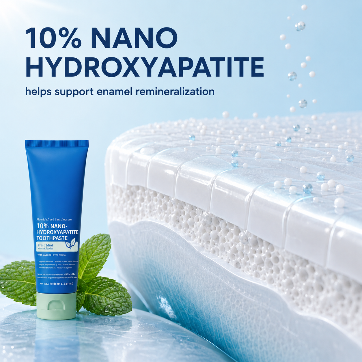 10% Nano Hydroxyapatite Whitening Toothpaste, Gentle Enamel Support