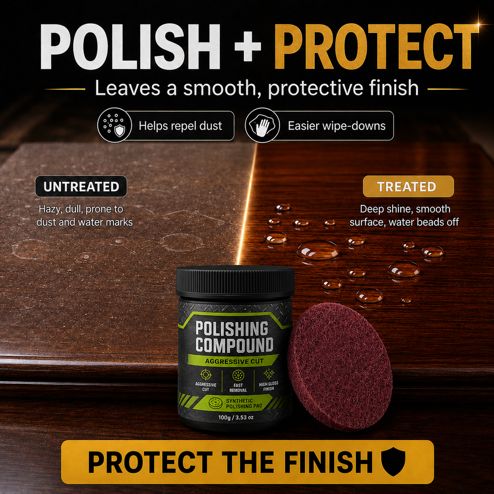 Untreated and treated polished wood comparison