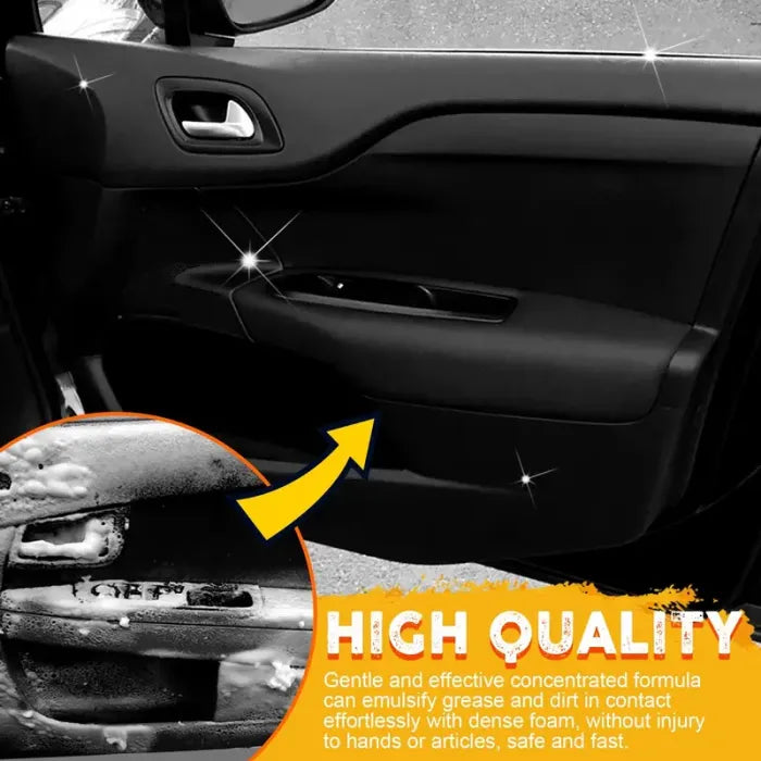 Car interior panel cleaning with foam cleaner
